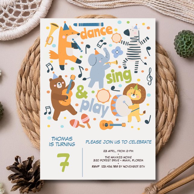 Invitation Danse chante et joue anniversaire enfants (Créateur téléchargé)