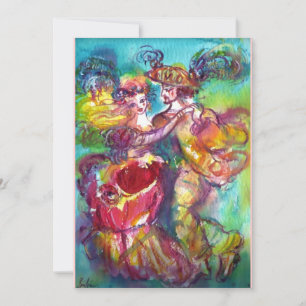 Invitation DANSE DE CARNIVAL, Fête de Mardi Gras, rose bleu v