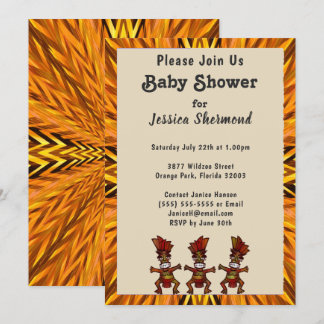 Invitation Danse de la fécondité tribale Baby shower Abstrait