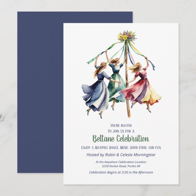 Invitation Danse de la Fête de la Maypole de Beltane Party de (Devant / Derrière)