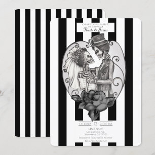 Invitation Danse de mariage de couple d'amour de squelette go