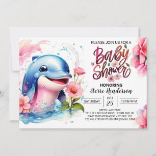 Invitation Danse des Dauphins Baby shower fille