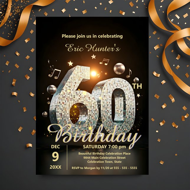 Invitation Danse Disco Étincelante 60e anniversaire (Créateur téléchargé)