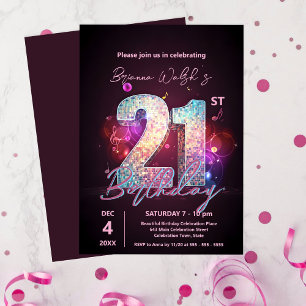 Invitation Danse Disco Sparkling 21e anniversaire