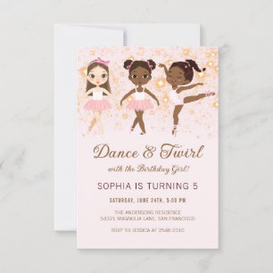 Invitation Danse et ballet Twirl Anniversaire