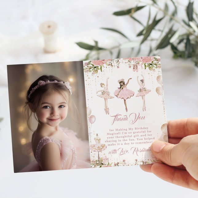 Invitation Danse et twirl ballerina Merci photo magique (Créateur téléchargé)