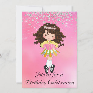 Invitation Danse irlandaise personnalisée Brunette Girl Birth