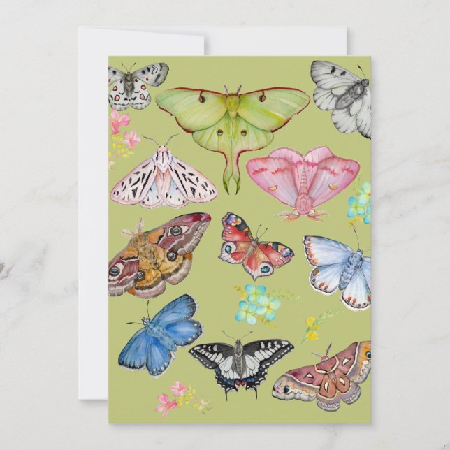 Invitation Danse papillon à l'aquarelle douce (Devant)