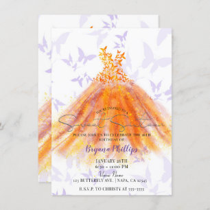 Invitation Danse papillon Purple Orange Robe Douce 16 Partie
