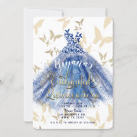 Danse Papillon Robe Bleue & Or Quinceañera 15