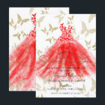 Invitation Danse Papillon Robe Rouge Or Fête Douce 16<br><div class="desc">Personnaliser pour tout événement</div>