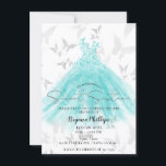 Invitation Danse papillon Turquoise Robe douce 16 Partie<br><div class="desc">Personnaliser pour tout événement</div>