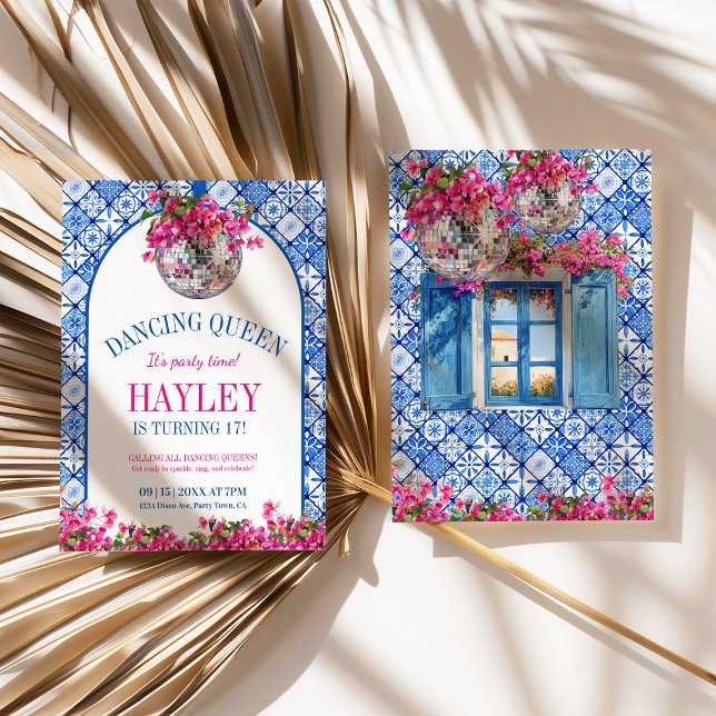 Invitation Danse Reine Méditerranée Anniversaire (dancing queen mediterranean invite)