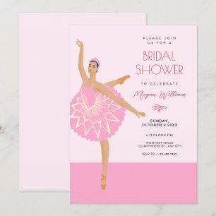 Invitation Danse rose Ballerina ballet nuptiale