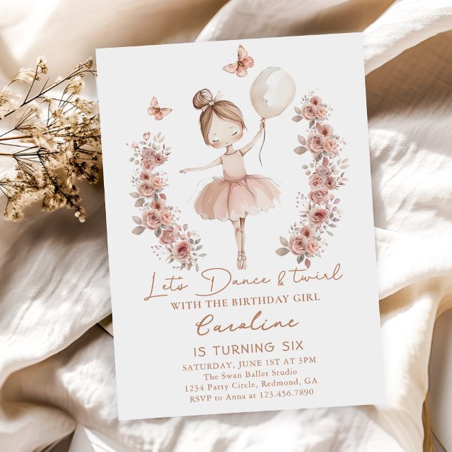 Invitation Danse & Twirl Ballerina Ballet Anniversaire (Créateur téléchargé)