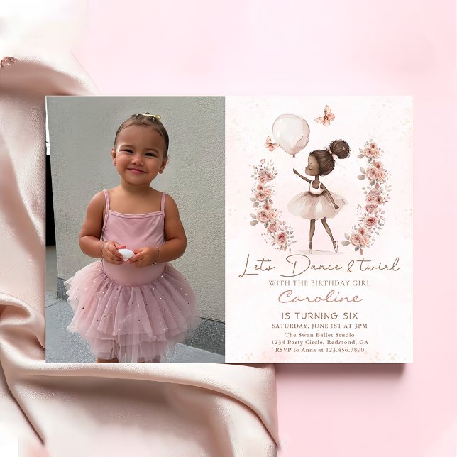 Invitation Danse & Twirl Ballerina Ballet Anniversaire Photo (Créateur téléchargé)