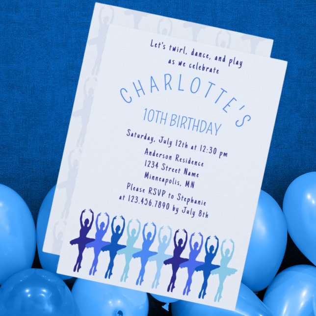 Invitation Danse Twirl Jouer Ballerina Girls Anniversaire (Créateur téléchargé)