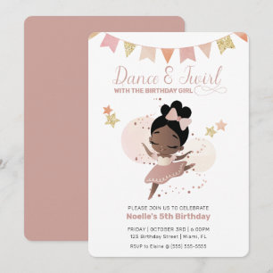 Invitation Danse & Twirl, Princesse Ballerina Anniversaire