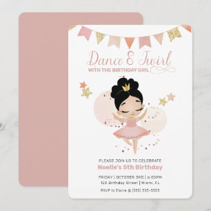 Invitation Danse & Twirl, Princesse Ballerina Anniversaire
