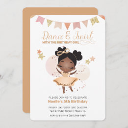 Invitation Danse & Twirl, Princesse Ballerina avec Bow Annive