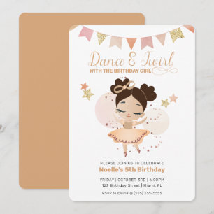 Invitation Danse & Twirl, Princesse Ballerina avec Bow Annive