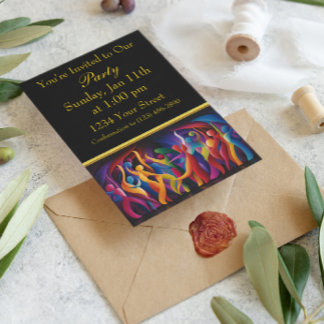Invitation Danse vibrante de couleurs dans des figures humain