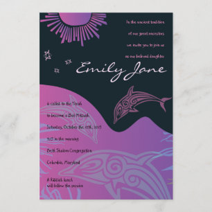 Invitation DANSER DOLPHINS Bat mitzvah Invitation-rose1