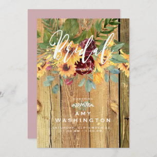 Invitation Danser Rustique Tournesols Dusty Fête des mariées