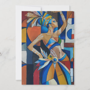 Invitation Danseur africain vibrant cubiste géométrique moder