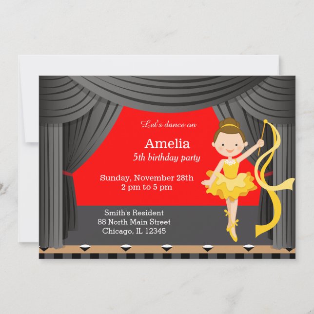 Invitation Danseur d'anniversaire (Devant)