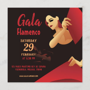 Invitation Danseur de flamenco espagnol avec ventilateur noir