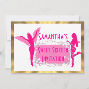 Invitation Danseurs roses sweet sixteen