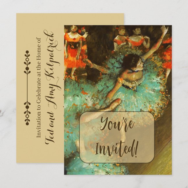 Invitation Danseuse de ballet verte Danseuse sur le bord du t (Devant / Derrière)