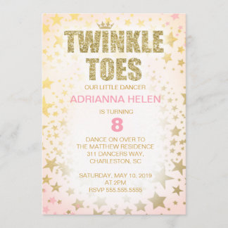 Invitation Danseuse de Twinkle Toes Parties scinti
