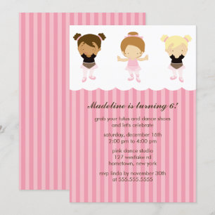 Invitation Danseuses de ballet adorables Fêtes d'anniversaire