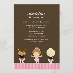 Invitation Danseuses de ballet sucrée Fête d'anniversaire des