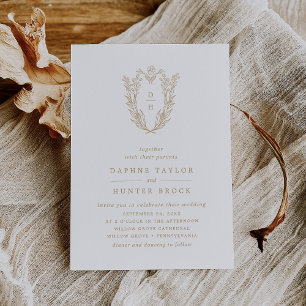 Invitation DAPHNE Crest or blanc Mariage botanique simple