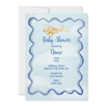 Invitation d'aquarelle Baby shower d'avion