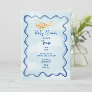 Invitation d'aquarelle Baby shower d'avion