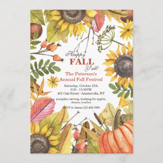 Invitation d'aquarelle d'automne