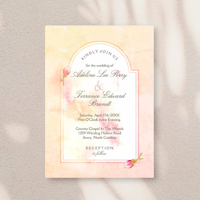 Invitation d'aquarelle Magnolia Sunrise Arch (Créateur téléchargé)