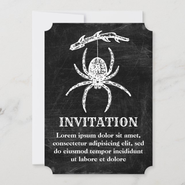 Invitation d'araignée gothique suspendue à une bra (Devant)