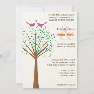 Invitation d'arbre Inséparable Whimsical Orange et