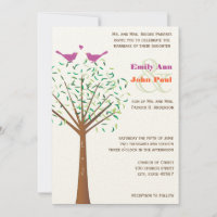 Invitation d'arbre Inséparable Whimsical Orange et
