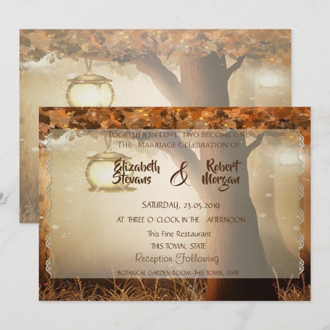 Invitation d'arbre rustique vintage (Devant / Derrière)