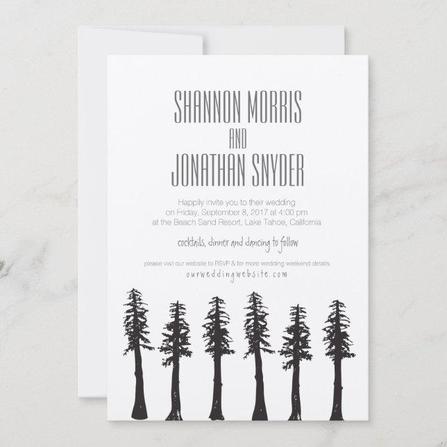 Invitation d'arbres de séquoia/mariage de montagne (Devant)
