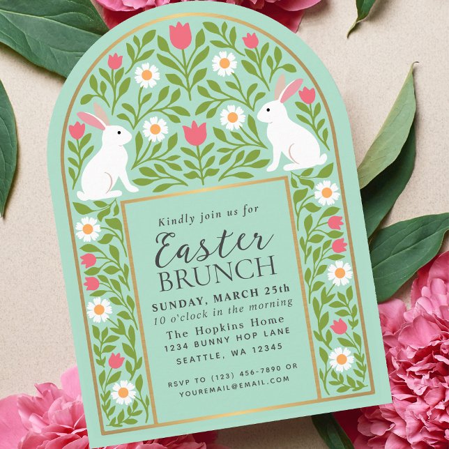 Invitation d'arch de brunch de Pâques d'art folklo (Créateur téléchargé)