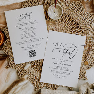 Invitation DARCY Classic Black White C'est un Baby shower fém