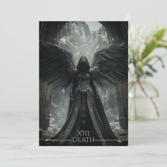 Invitation Dark Angel Death Tarot Card Halloween Party (Debout devant)