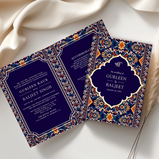 Invitation Dark Blue Yellow Ikat Tenue Complet pour Mariage S (Créateur téléchargé)